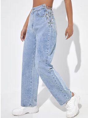 Shein EZ Wear Chain Lace Up Jeans Small / 4